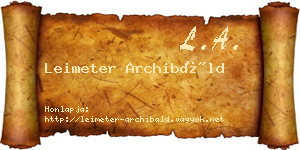 Leimeter Archibáld névjegykártya